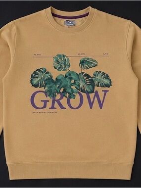 PIONEER Mustard Crewneck Sweatshirt with Purple Trim